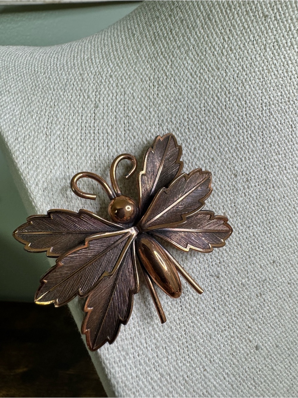 Bell Trading Post Signed Solid Copper Butterfly Brooch